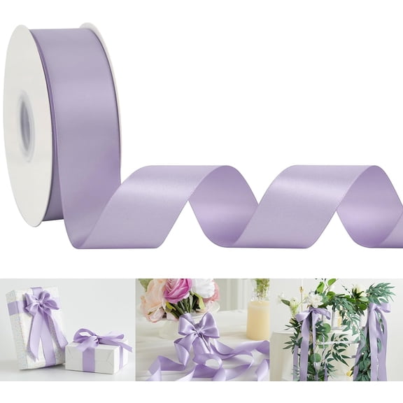 Purple Satin Ribbon 1-1/2 inch x 50 Yards Lavender Purple Ribbon Double-Faced Satin Ribbon for Gift Wrapping, Bows, Flower Bouquet, Eternal Roses, Crafts, Wedding Holiday Party Decor
