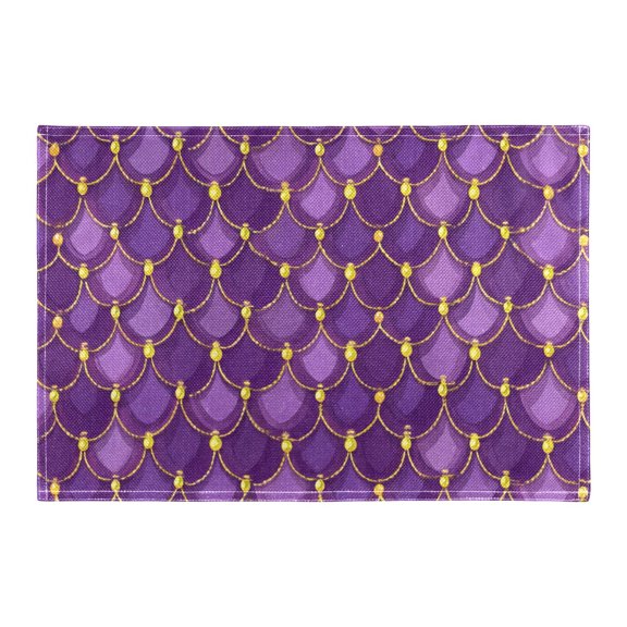 Purple Scales Placemat 18x12in Reversible Rustic Linen Texture Dining Table Mat