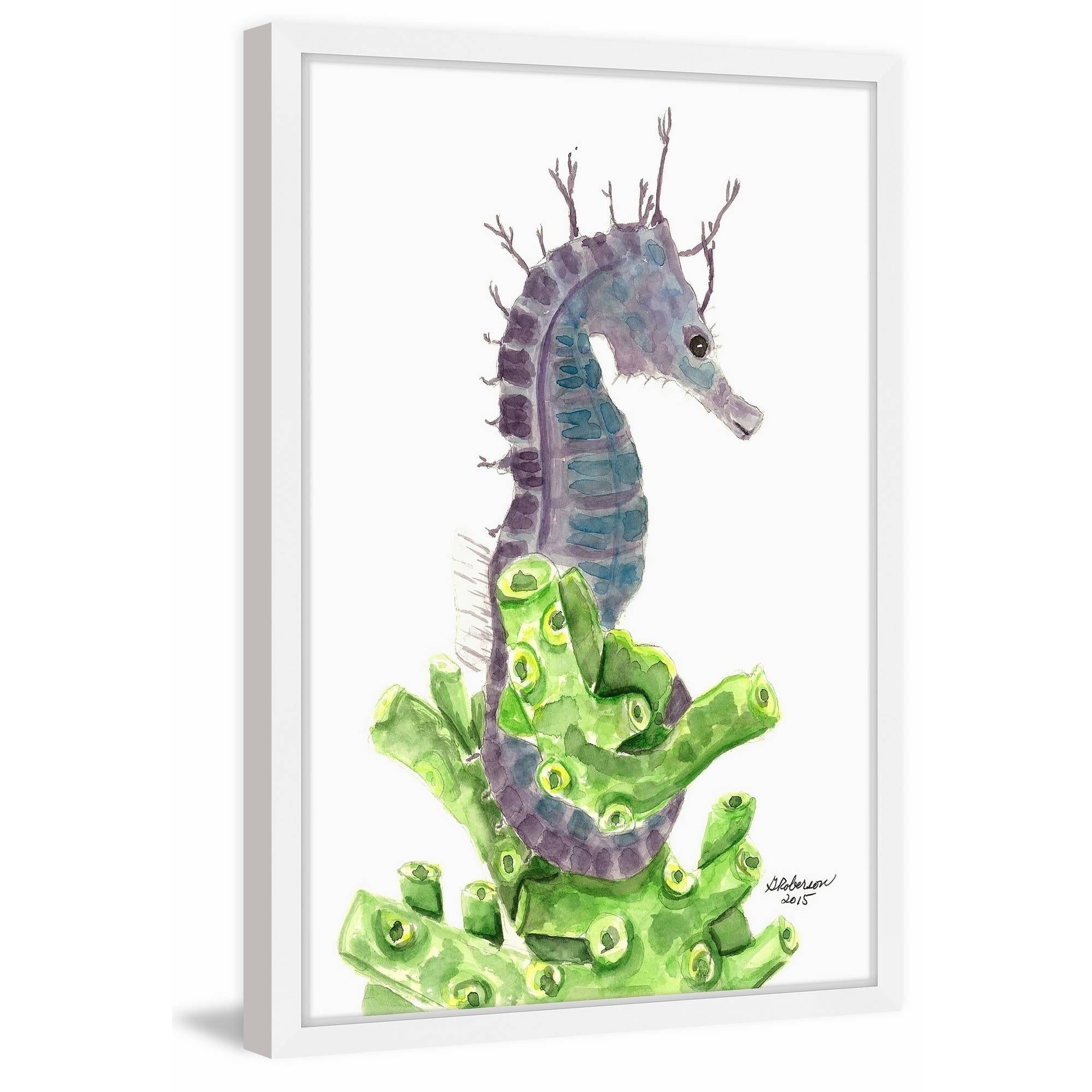 "Purple Sea Horse" Framed Painting Print