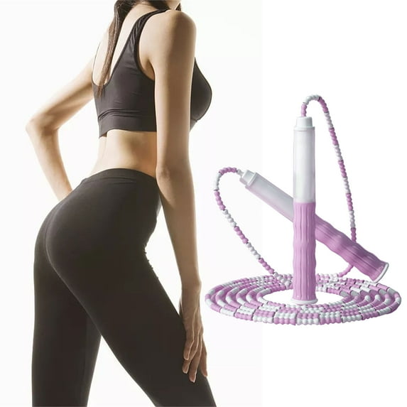 Purple Segmented Beaded Jump Rope with Adjustable Length - Durable Skipping Rope with Trendy Color, for Elementary and Middle 6-15 PE, Outdoor Sports and Home Workouts, 1pc