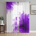 thumbnail image 1 of Purple Semi Sheer Curtains 63 Inch Length 2 Panels Set, Boho Modern Floral Abstract Ombre Leaf White Sheer Kitchen Curtain Privacy Voile Window Curtain for Living Room Bedroom Rod Pocket Drapes, 1 of 7