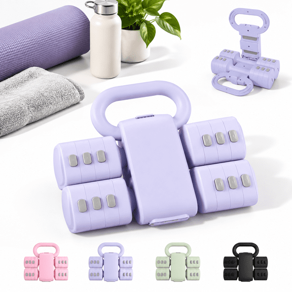 Purple Set 2-in-1 Adjustable Dumbbell and Kettlebell Hand Weight Set