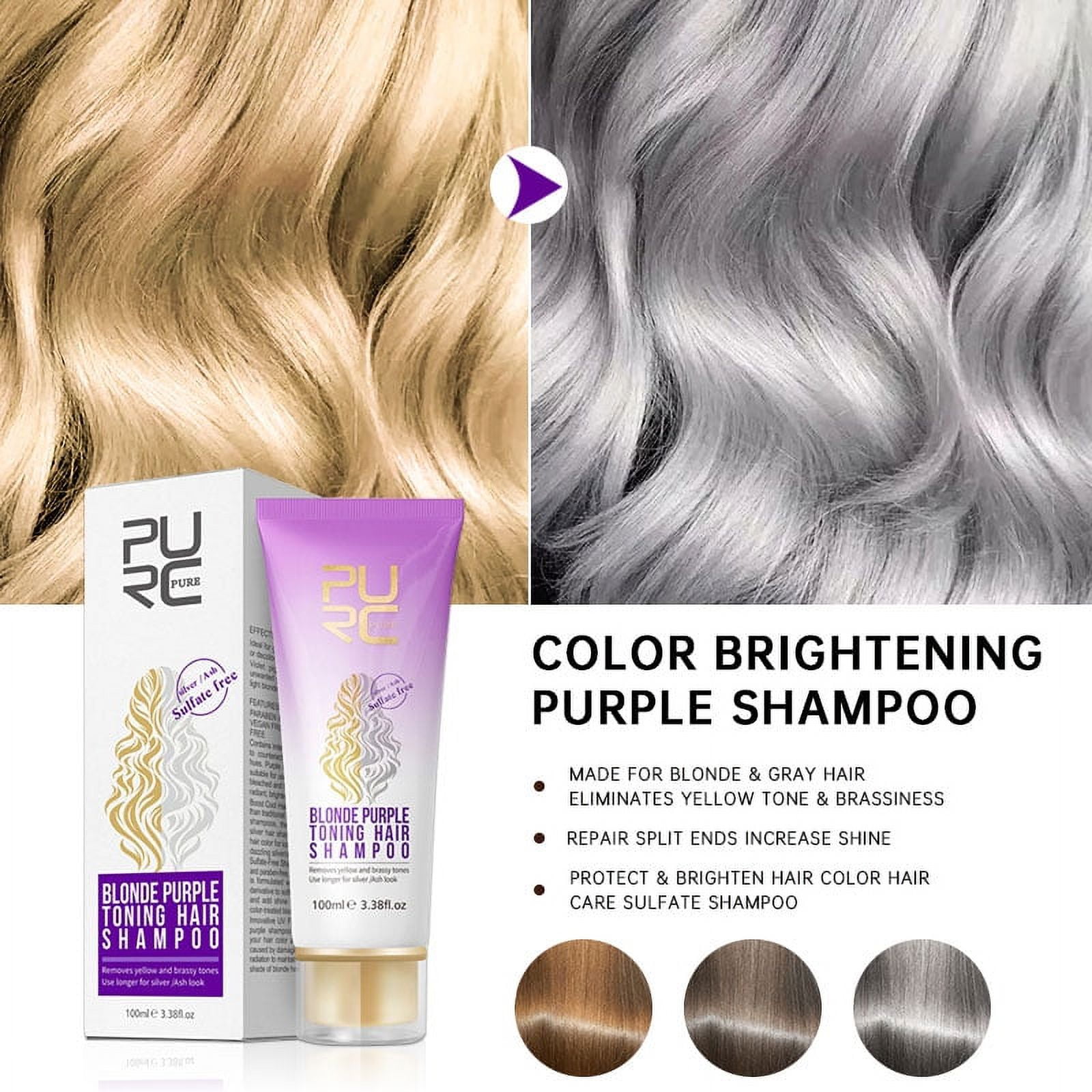 Purple Shampoo for Blonde Hair Removes Brassy Yellow Tones Lightens ...