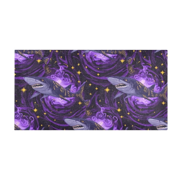 Purple Shark Pattern Bath Mat 39x20 Inch Soft Absorbent Non-Slip Plush Bathroom Rug for Floor
