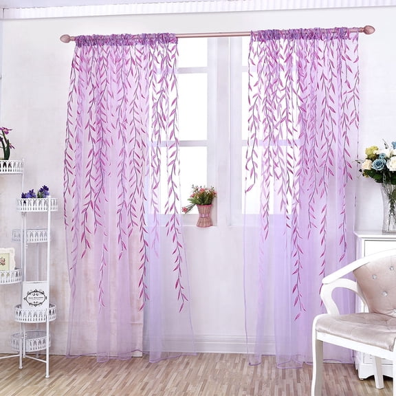 Purple Sheer Curtains 80 Inches Long 2 Panels Set for Bedroom Living Room, Soft Airy Light Filtering Modern Solid Rod Pocket Drapes Window Treatments, Purple, Each 40" W x 80" L