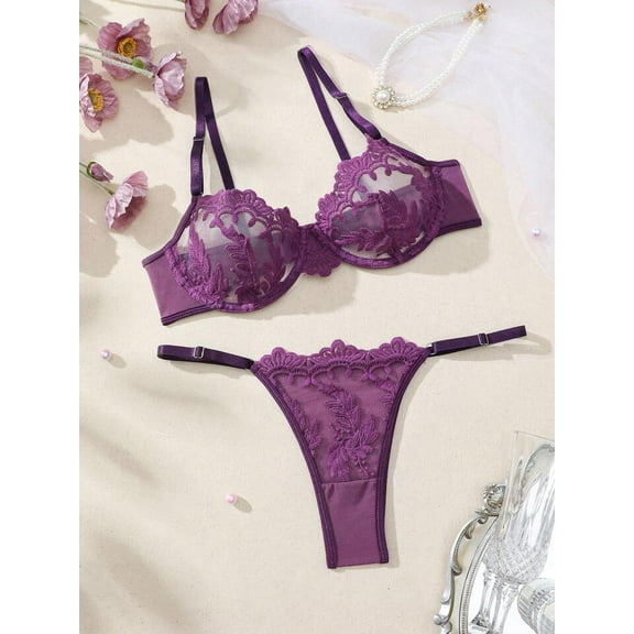 Purple Sheer Lingerie Set