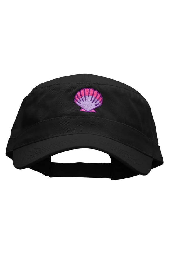 Purple Shell Garment Washed Adjustable Army Cap - Black OSFM
