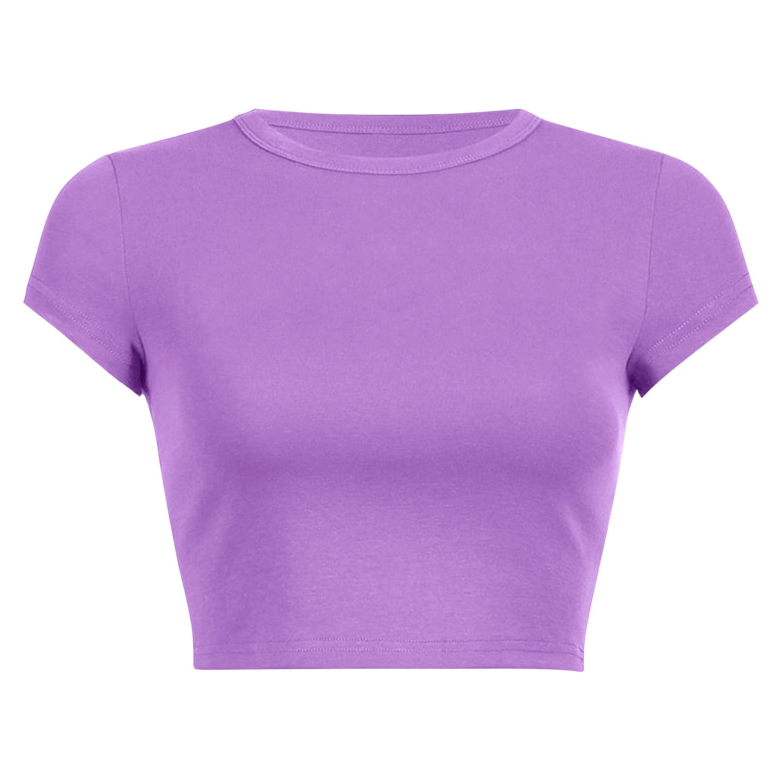 Sherosa Women's Basic Short Sleeve Crew Neck T-Shirt - Soft Stretchy Tee For Everyday, Medium Purple, Small - View #8