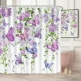 thumbnail image 1 of Purple Shower Curtain Butterfly Shower Curtains for Bathroom, Spring Shower Curtain Lavender Lilac Pink Floral Shower Curtain with 12 Hooks, Machine Washable Waterproof Fabric, 72X72 Inches, 1 of 6