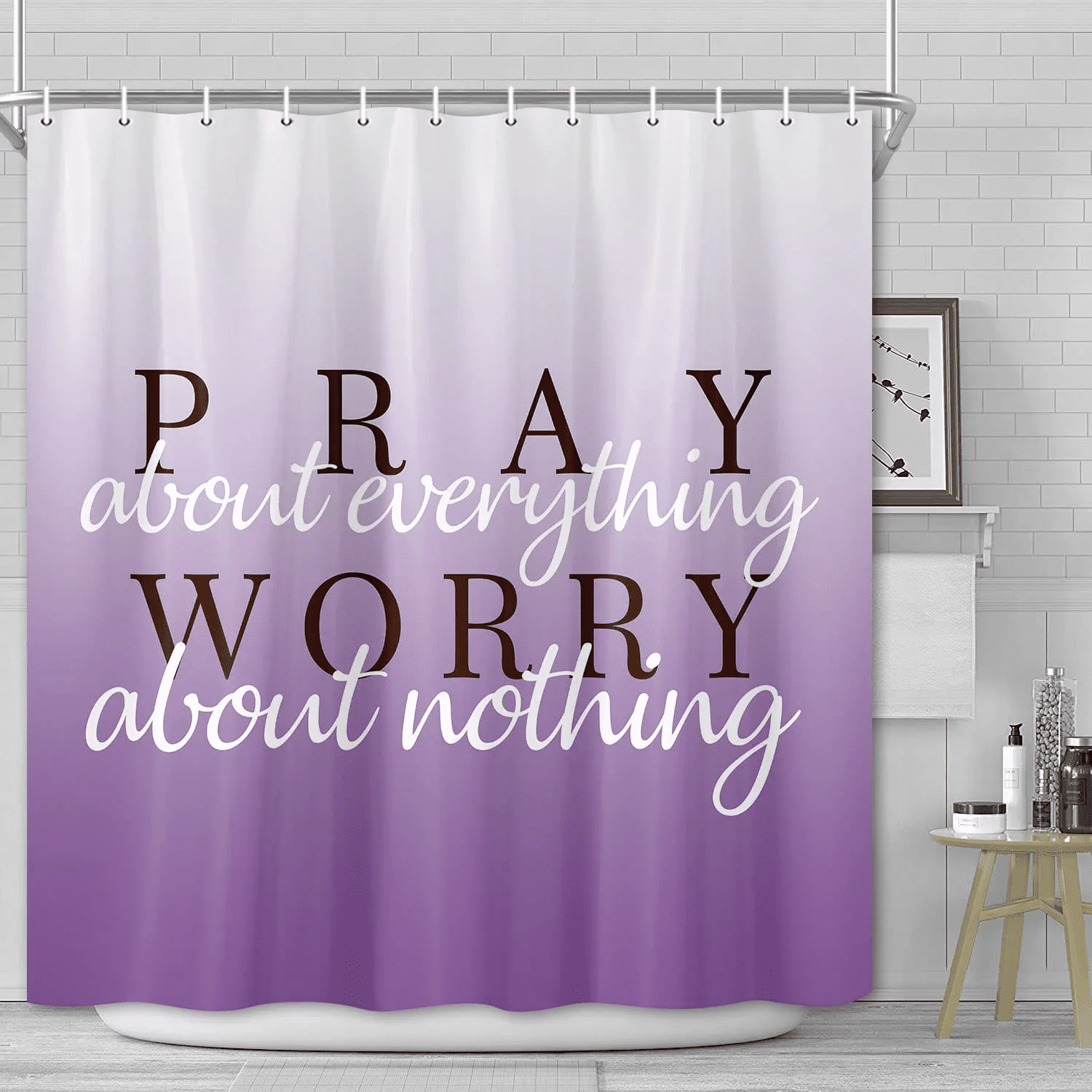 Purple Shower Curtain, Lilac Purple Shower Curtains for Bathroom with