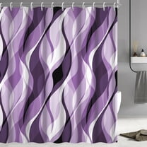 Purple Shower Curtain, Modern Abstract Purple and Grey Striped Shower Curtain for Bathroom Waterproof Lavender Shower Curtain Set with Hooks 36"W x 72"L (Pack of 1)