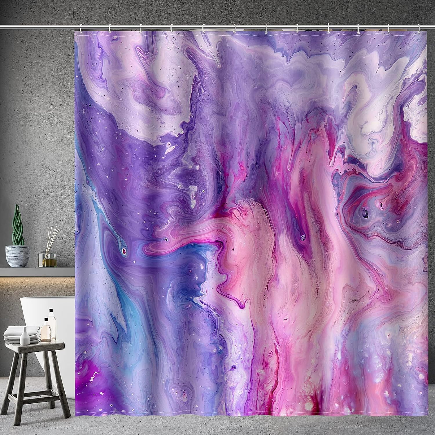 Purple Shower Curtain Pink and Purple Tie Dye Marble Shower Curtains
