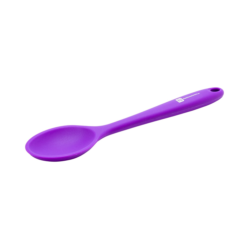 Purple Silicone Mixing Spoon - 10 1/2'' x 2 1/4'' x 3/4'' - 1 count box