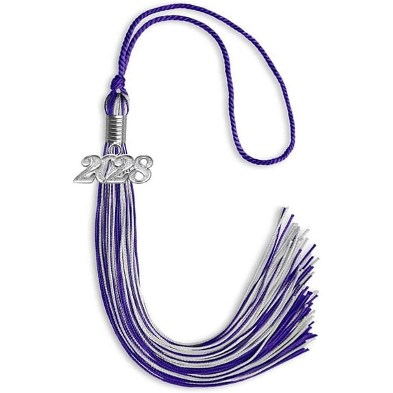 Endea Graduation Purple/Silver Mixed Color Graduation Tassel with Silver Date Drop