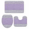 thumbnail image 1 of Purple Silver Stripes Bath Mat 3 Piece Bathroom Rug Set, Modern Ombre Abstract Aesthetic Non Slip Bath Rug Contour Mat and Toilet Lid Cover, Absorbent Shower Mats Soft Bath Rugs and Mats Sets, 1 of 8