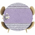 thumbnail image 1 of Purple Silver Stripes Round Tablecloth 45-54 Inch Round Fitted Table Cloth with Elastic Edge, Modern Ombre Abstract Aesthetic Waterproof Table Cover Protector for Outdoor Picnic Party Dining, 1 of 6