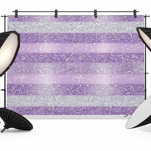 Purple Silvery Backdrop for Photoshoot,Photography Photo Studio Background Wall Backdrop,Geometric Ombre Stripe Boho Sparkling Dot Back Drop Banner Panel for Portraits Wedding Live Streaming 8x6Ft