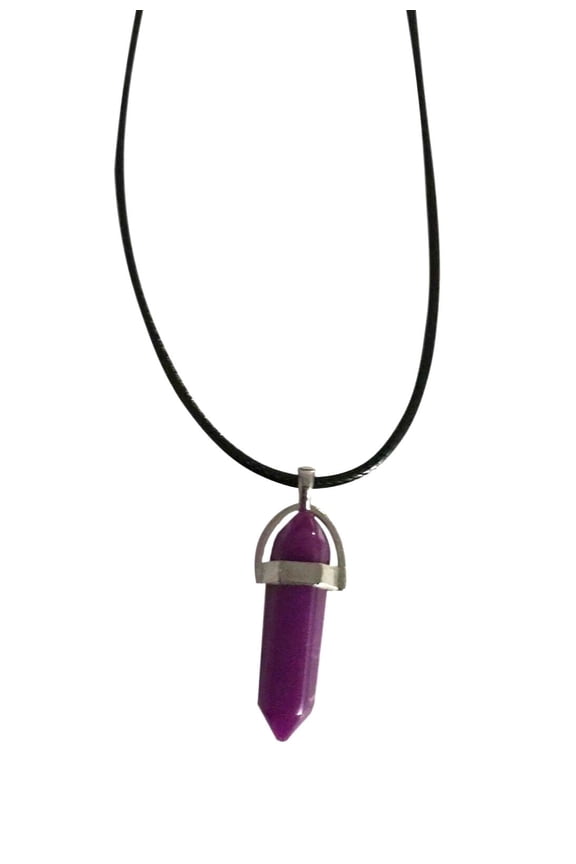 Simulated Purple Quartz Pendant with Rope Necklace Fashion Jewelry