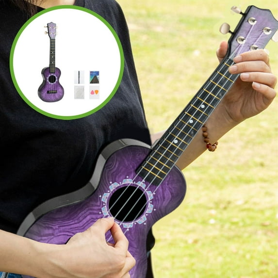 Purple Simulation Ukulele Guitar Medium Size Musical Instrument ABS Plastic Playable Toy for Beginners (20.5x7.1x2.4 Inch)