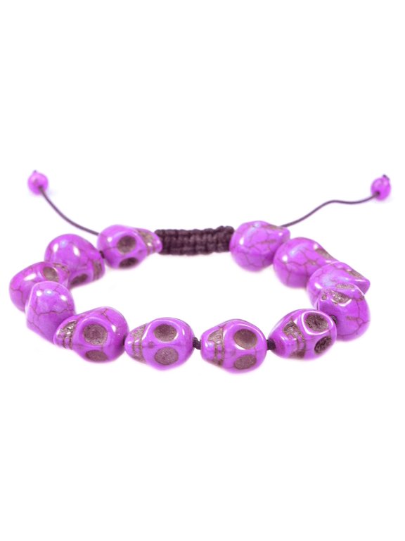 Purple Skull head Turquoise Macrame Style Adjustable Bracelet - Good for Healing and Protection- 91055