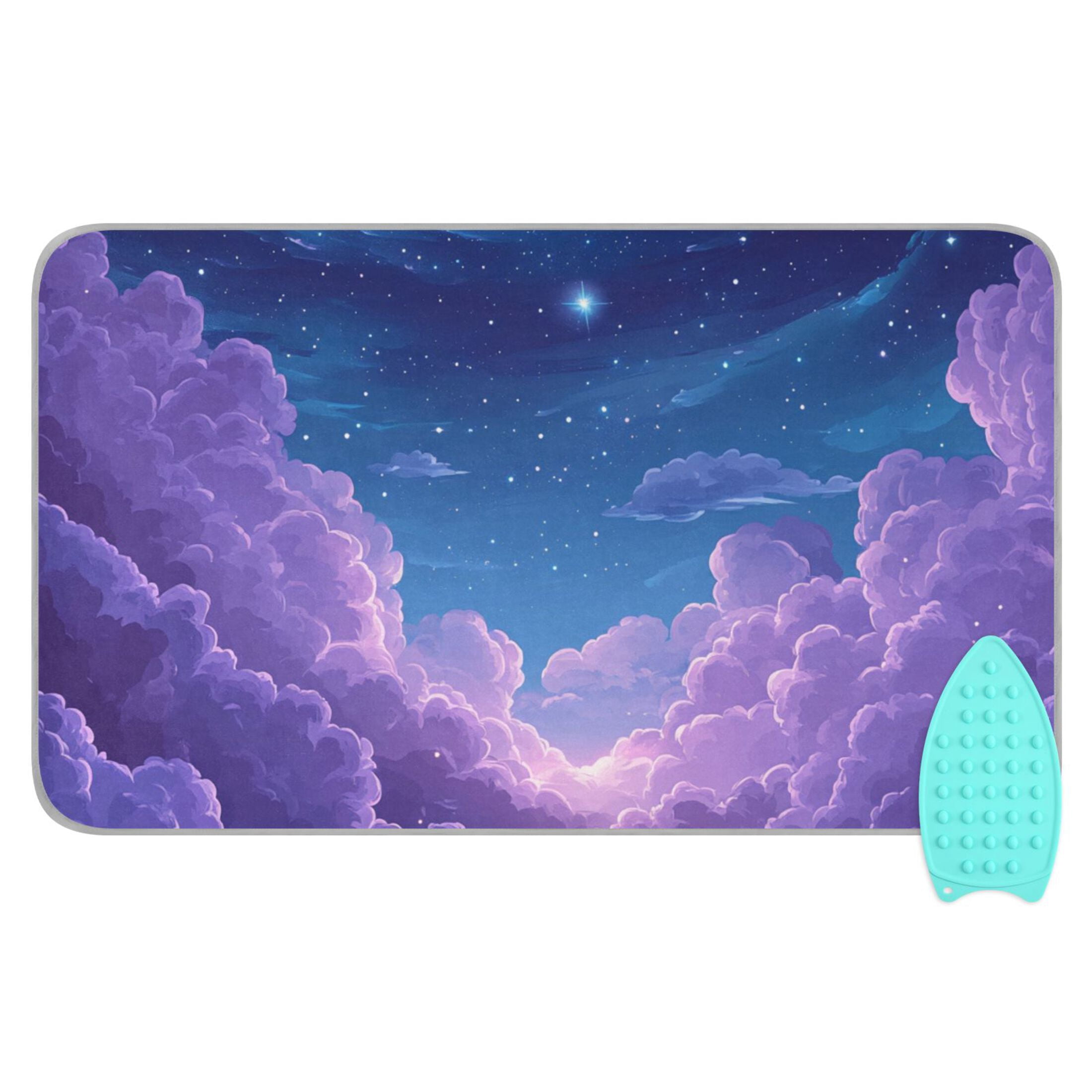 Purple Sky Stars Ironing Mat Blanket Portable Travel Ironing Pad Heat Resistant Pad 47.2" x 27.6”