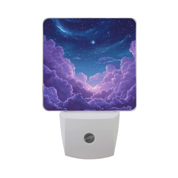 Purple Sky Stars LED Night Light with Smart Sensor Plug Into Wall Dusk to Dawn 2 packs