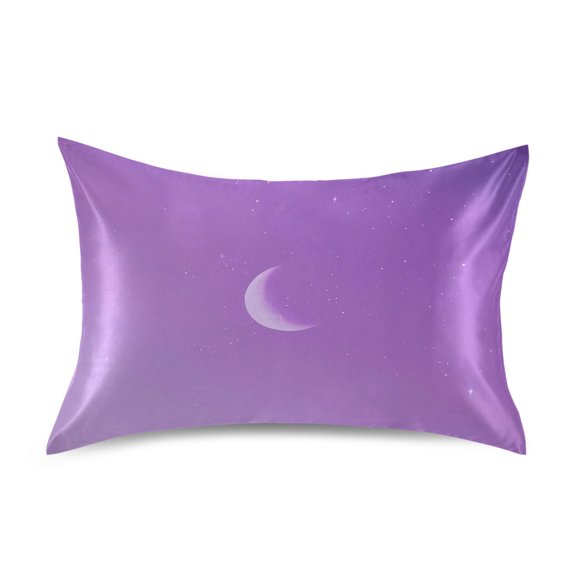 Purple Sky and Moon Luxury Silky Soft Pillowcase Standard Size Wrinkle Resistant Envelope Closure 20x26in