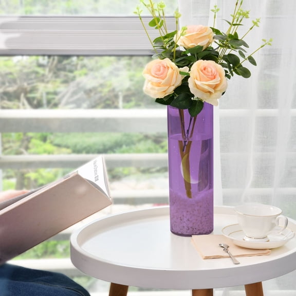 Purple Sky and Moon Plastic Vase 11.8'' x 3.9'' Transparent Non Breakable Decorative for Family