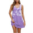 thumbnail image 1 of Purple Sleeveless for Ladies Summer Fall V Neck Floral Graphic Midi Knee Length Loose Fit Beach Brunch Hawaiian Tropical Dresses Womens 2025 Clothing Fashion XXL, 1 of 1