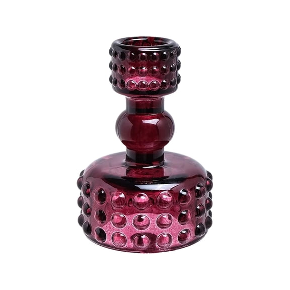 Purple Small Glass Candlestick With Red Beads For Wedding Table Centerpiece Home Dining Room Decor