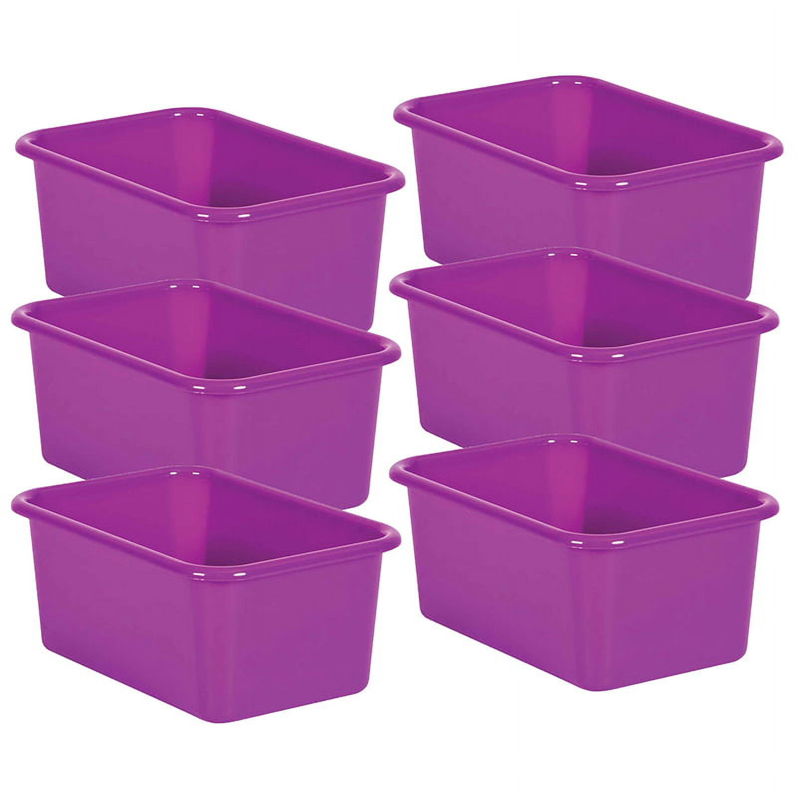 SMALL PLASTIC STORAGE BIN: PURPLE