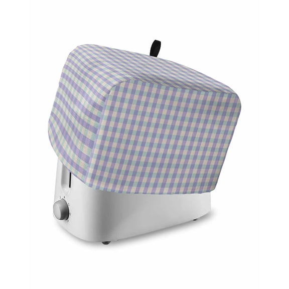 Purple Small Toaster Cover 2 Slice, Kitchen Appliance Covers, Grid Checkered Plaid Gingham Lattice Trellis Toaster Oven Cover with Loop, Bread Machine Cover Polyester Dust Cover Protection