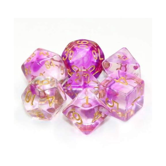 Foam Brain Games Poly Set - Purple Smoke w/Gold (7) New
