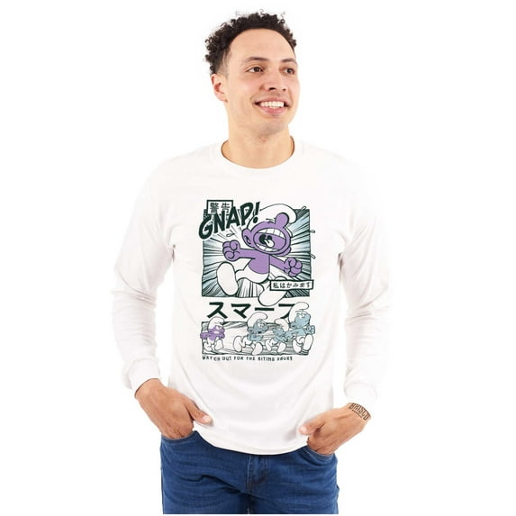 Purple Smurfs GNAP Manga Cartoon Long Sleeve TShirt Men Women Brisco Brands M