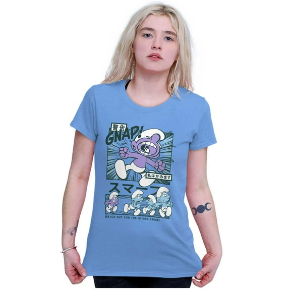 Purple Smurfs GNAP Manga Cartoon Women's T Shirt Ladies Tee Brisco Brands M