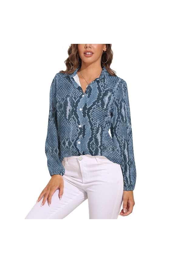 Purple Snake Pattern Long Sleeve Blouse Woman Streetwear Casual Shirts Summer Oversize Woman Streetwear Clothing Birthday Present