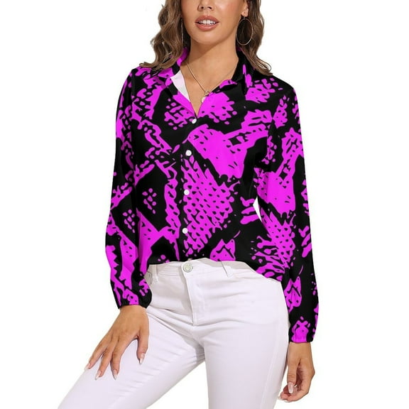 Purple Snake Pattern Long Sleeve Blouse Woman Streetwear Casual Shirts Summer Oversize Woman Streetwear Clothing Birthday Present
