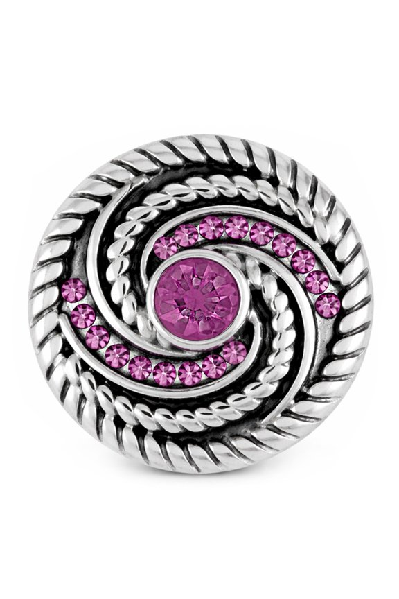 Snap Jewelry 18MM Light Purple Roped Rhinestone Swirl Ginger Charm
