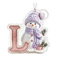 thumbnail image 1 of Purple Snowman Letter Ornament, Flat Acrylic Single Initial Pendant, Xmas Snowman Letter Hanging Decor for Christmas Tree, 1 of 7