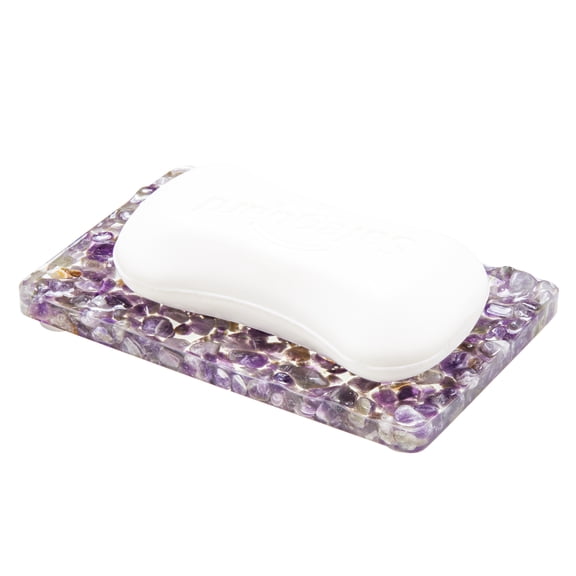 Purple Soap Rack,Crystal Glow Resin Soap Holder, Amethyst Soap Dish, Durable Bathroom Organizer, Elegant Home Decor