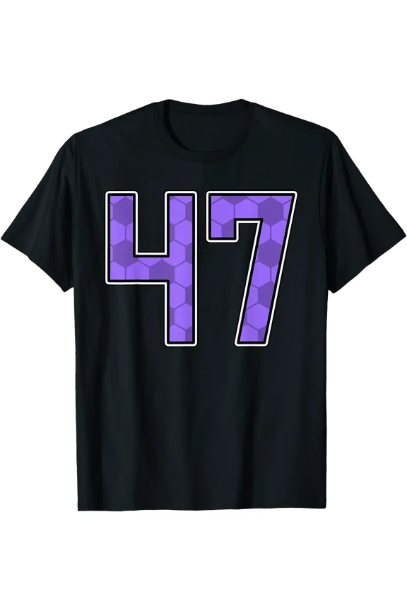 Purple Soccer Pattern Number 47 Player Uniform #47 T-Shirt, Unisex T-Shirt