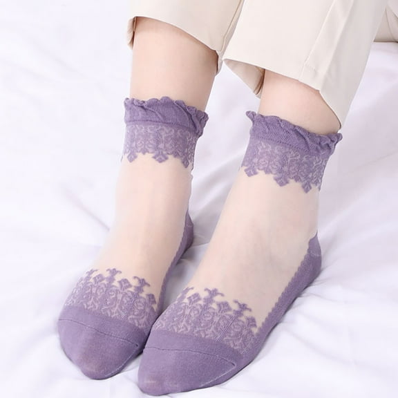 Purple Socks 1 Pairs Unisex Warm Soft Print Sport Socks Medium Stockings Winter Socks