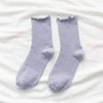 thumbnail image 1 of Purple Socks 5pc Women's Socks Ruffle Cuff Casual Socks Cute and Comfortable Knitted Ruffled Socks for All Seasons, 1 of 6