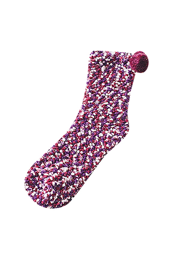 Purple Socks Ladies Cake Socks Coral Fleece Cake Floor Socks Chrysanthemum Yarn Sleeping Socks "Cupcake" Socks with Gift Box