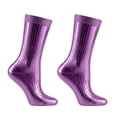 thumbnail image 1 of Purple Socks Shiny Metallic Ribbed Laminated Socks, 1 of 5