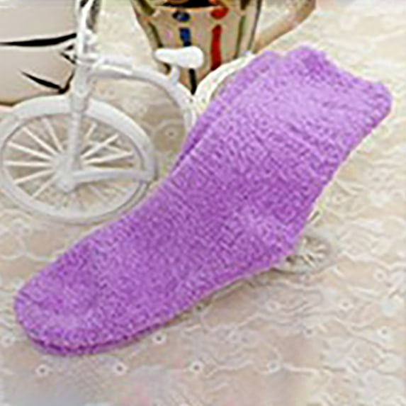 Purple Socks Women Fuzzy Fluffy Cozy Slipper Socks Warm Soft Winter Plush Home Sleeping Socks