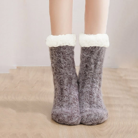 Purple Socks Women's Winter Snow Socks Sleep Socks Carpet Socks Household Warm Thickened Plush Socks
