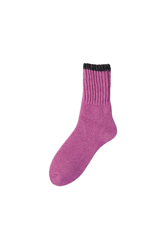 Purple Socks for Women's Plush and Thickened Warm Rabbit Wool Socks with Cuffed Bars and Short Socks