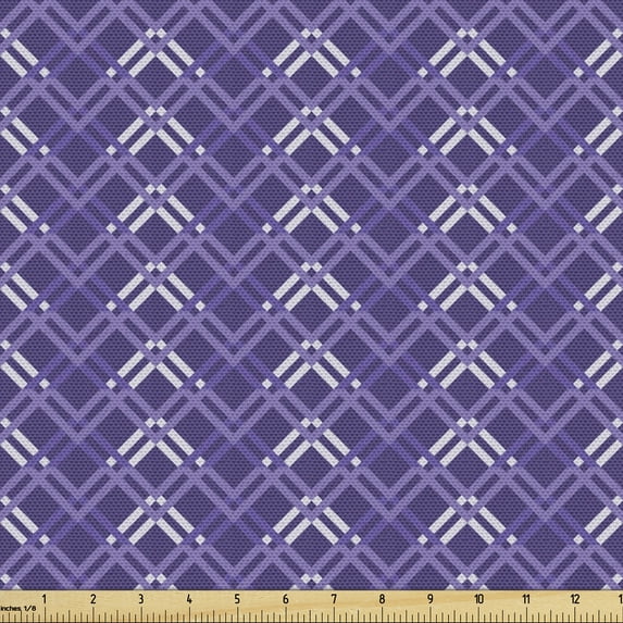 Purple Sofa Upholstery Fabric by the Yard, Geometrical Ornamental Diagonal Oblique Overlapping Nested Stripes, Decorative Fabric for DIY and Home Accents, Quartz Mauve and Pale Mauve by Ambesonne