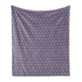 thumbnail image 1 of Purple Soft Flannel Fleece Blanket, Geometric Arrangement with Flower Petal Silhouettes Monotone Design Romantic, Cozy Plush for Indoor and Outdoor Use, 70" x 90", Purple and White, by Ambesonne, 1 of 5
